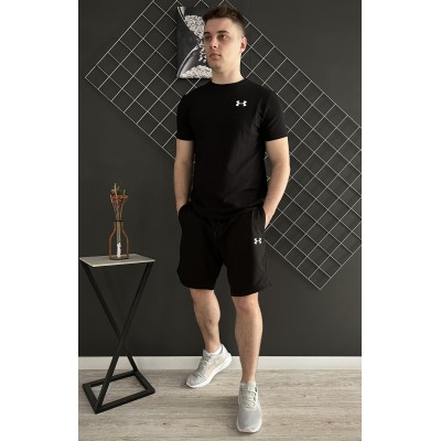 Шорти Under Armour білий лого + футболка Under Armour чорна