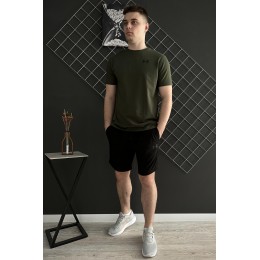 Шорти Under Armour чорний лого + футболка Under Armour хакі Шорти Under Armour чорний лого + футболка Under Armour хакі