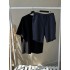 Комплект шорти з рваними швами графіт + Футболка оверсайз чорна