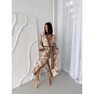 Жіночий халат кімоно довгий Boho Chic карамель Жіночий халат кімоно довгий Boho Chic карамель