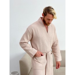 Чоловічий вафельний халат, беж