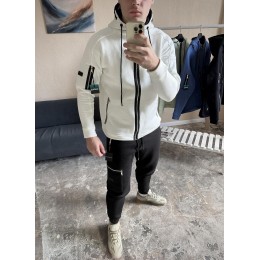 Зимовий спортивний костюм з начосом молочна кофта на змійці+ чорні штани RAPID Grand
