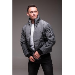 Чоловіча утеплена куртка бомбер сірого кольору