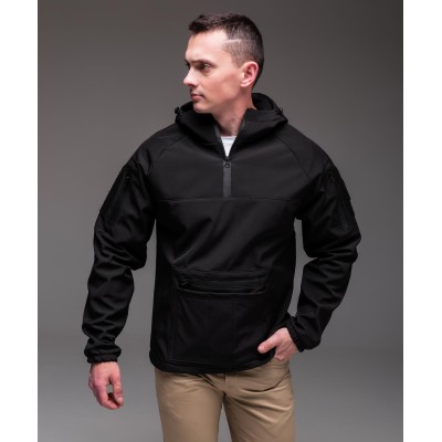 Чорний анорак Softshell на флісі