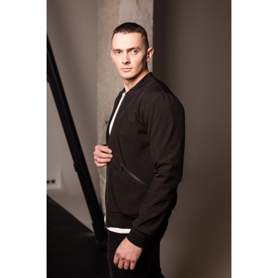 Чоловіча чорна куртка бомбер Softshell "Slant pockets" Чоловіча чорна куртка бомбер Softshell "Slant pockets"