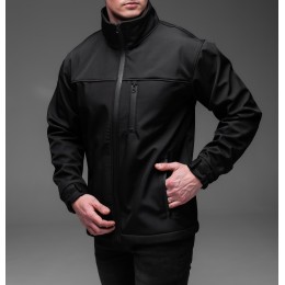 Чоловіча куртка на флісі без капюшона Softshell чорна