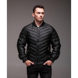 Весняний бомбер чорний утеплений casual
