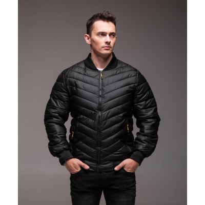 Весняний бомбер чорний утеплений casual