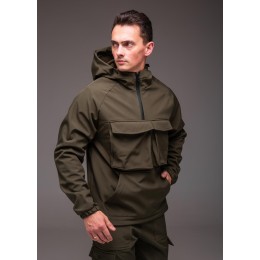 Чоловічий хакі анорак Softshell на флісі Чоловічий хакі анорак Softshell на флісі