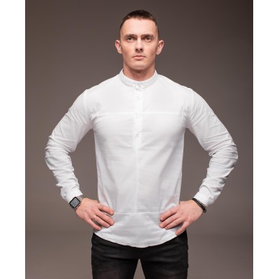 Біла чоловіча сорочка "Style" баовона комірець - стійка