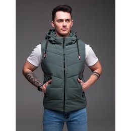 Утеплена жилетка з капюшоном matte olive Утеплена жилетка з капюшоном matte olive