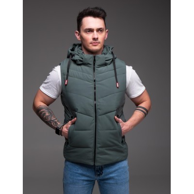 Утеплена жилетка з капюшоном matte olive Утеплена жилетка з капюшоном matte olive