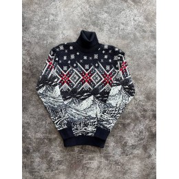 Теплий светр M-XL "Орнамент" синій D-009 Теплий светр M-XL "Орнамент" синій D-009