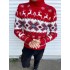 Теплий светр M-XXL "Олень в узорі" червоний D-025