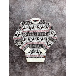 Теплий светр M-XL "Смугастий олень" білий D-034 Теплий светр M-XL "Смугастий олень" білий D-034