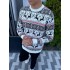 Теплий светр M-XL "Смугастий олень" білий D-034