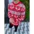 Теплий светр M-XL "Смугастий олень" червоний D-033