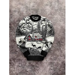Теплий светр M-XL "Будиночок без горла" чорний D-037 Теплий светр M-XL "Будиночок без горла" чорний D-037