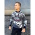 Теплий светр M-XL "Будиночок без горла" синій D-041 Теплий светр M-XL "Будиночок без горла" синій D-041