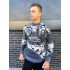 Теплий светр M-XL "Будиночок без горла" джинс D-040