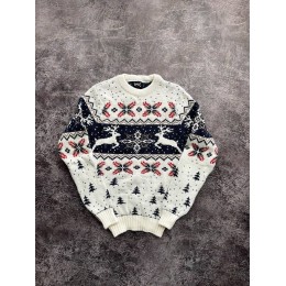 Теплий светр M-XXL "Новорічний олень" білий D-054 Теплий светр M-XXL "Новорічний олень" білий D-054