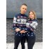 Теплий светр M-XXL "Новорічний олень" синій D-055 Теплий светр M-XXL "Новорічний олень" синій D-055